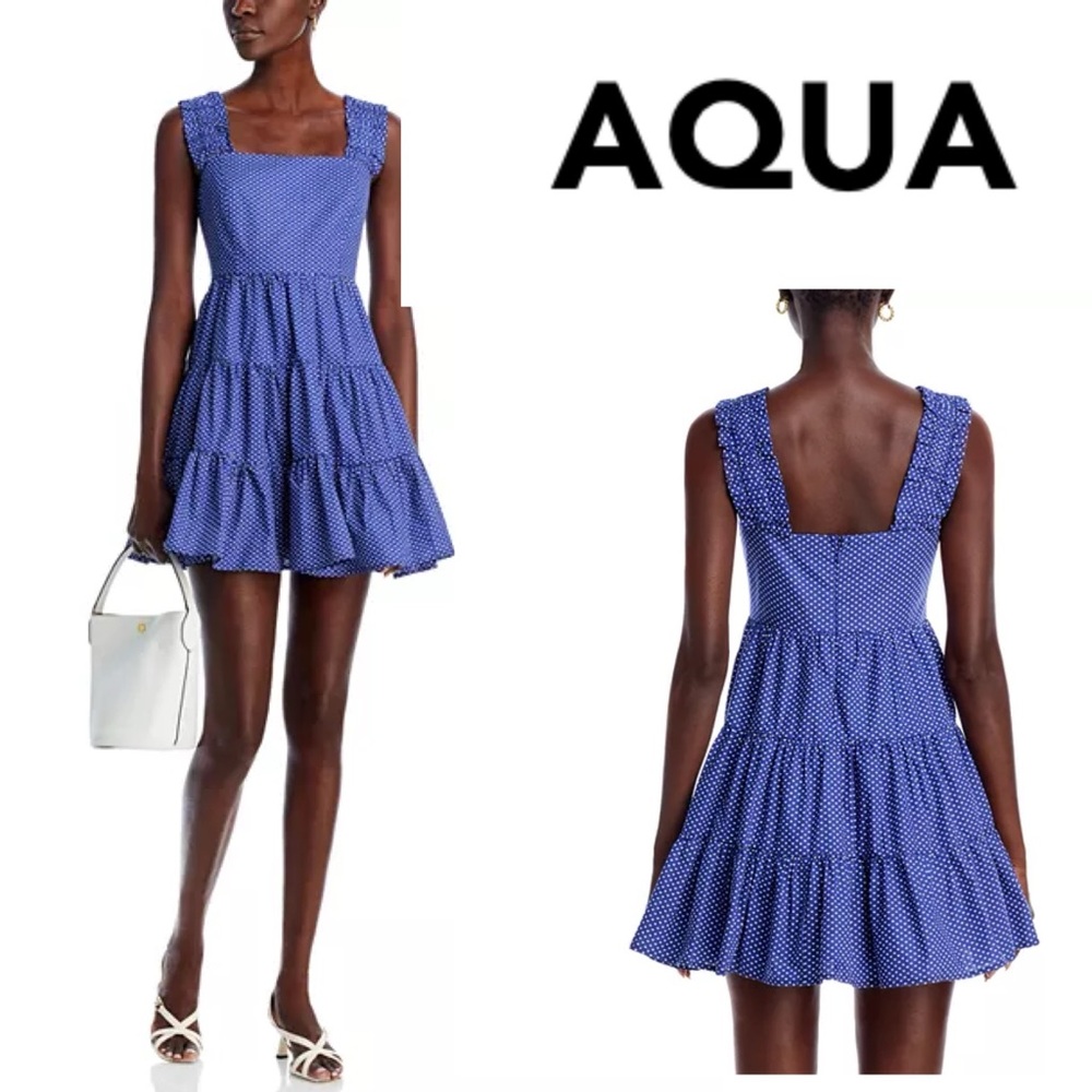 AQUA Printed Mini Hearts Smocked Cottage Mini Dress XXL